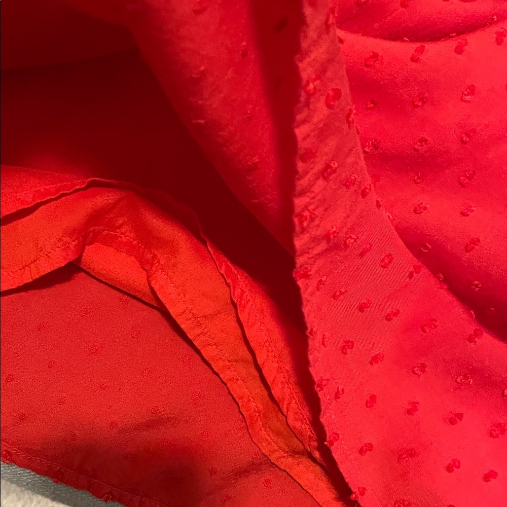 LOFT Women’s Swiss Dot Ruffle Blouse Size M Red Romantic Peasant Boho Adaptable - Picture 11 of 11